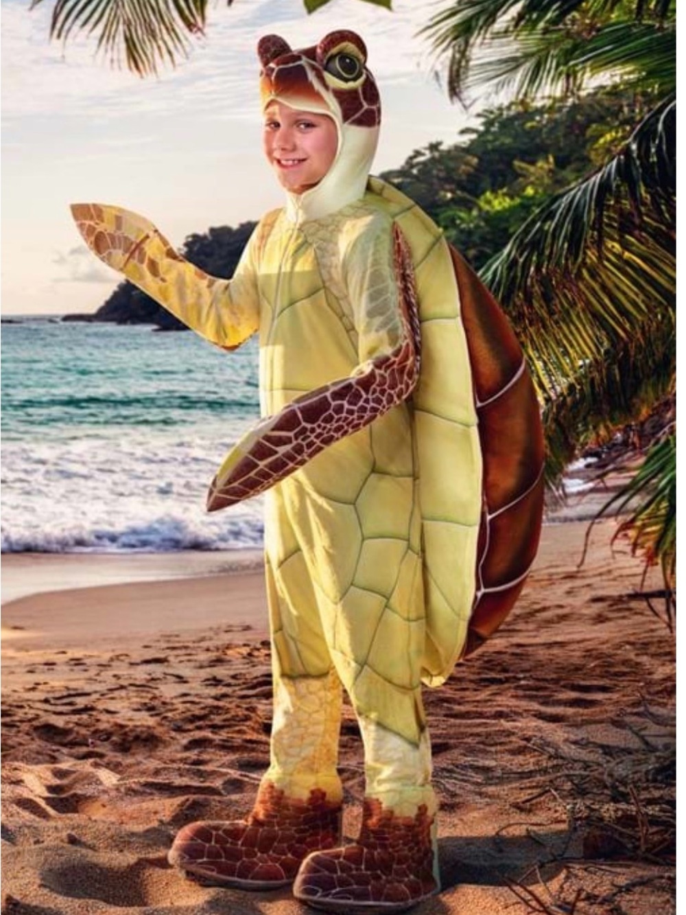 Kids Turtle Costume in Yellow and Brown - Plush Sea Turtle Outfit